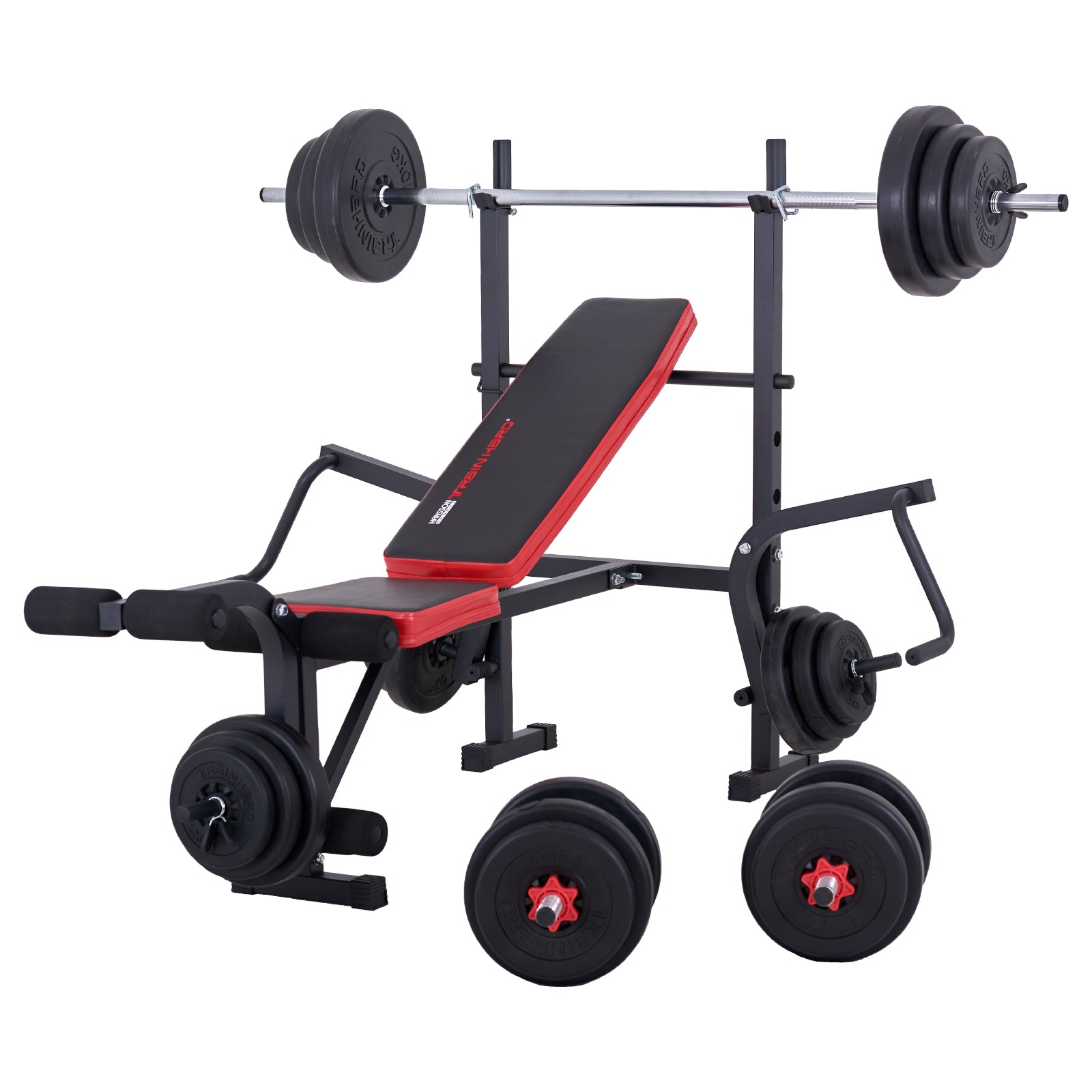Sardoxx Verstellbare Hantelbank & Langhantelablage – Faltbar, Max. 200 Kg, Für Heim-Fitness (ohne Hanteln)